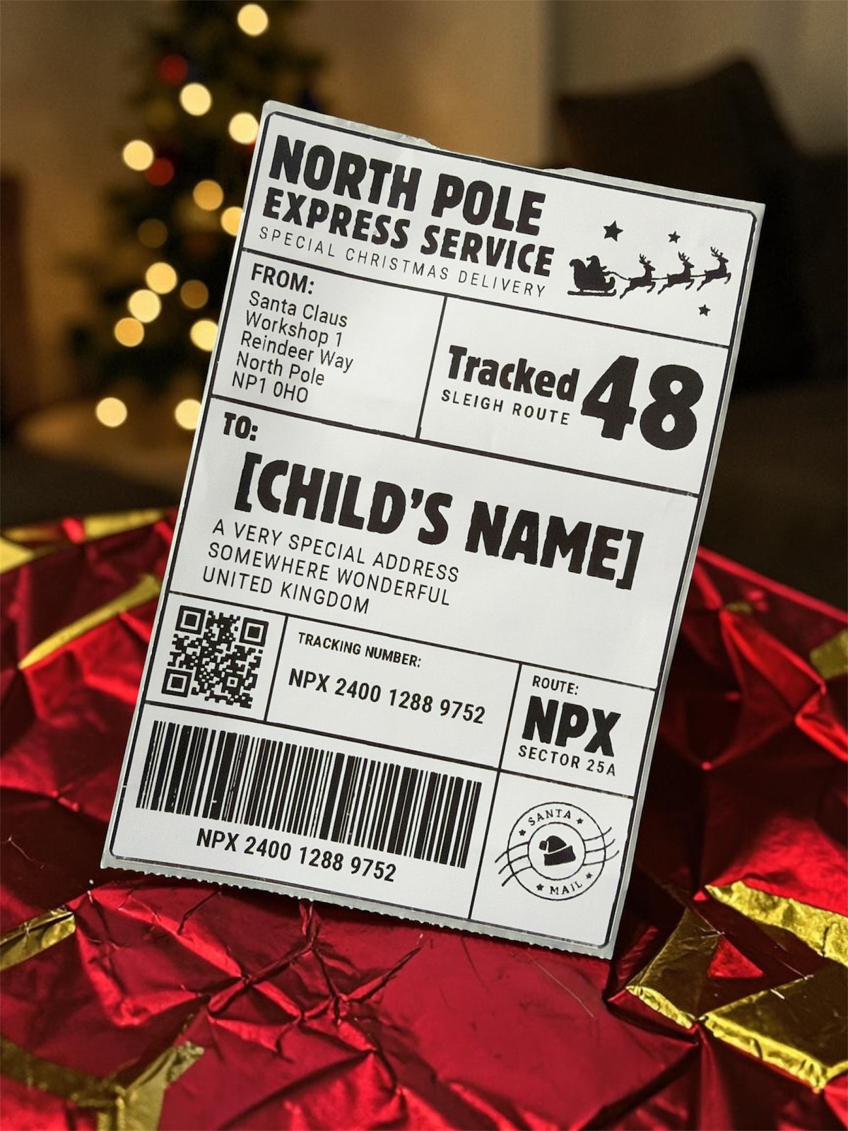 Personalised North Pole Express Shipping Label – Santa Christmas Parcel Sticker
