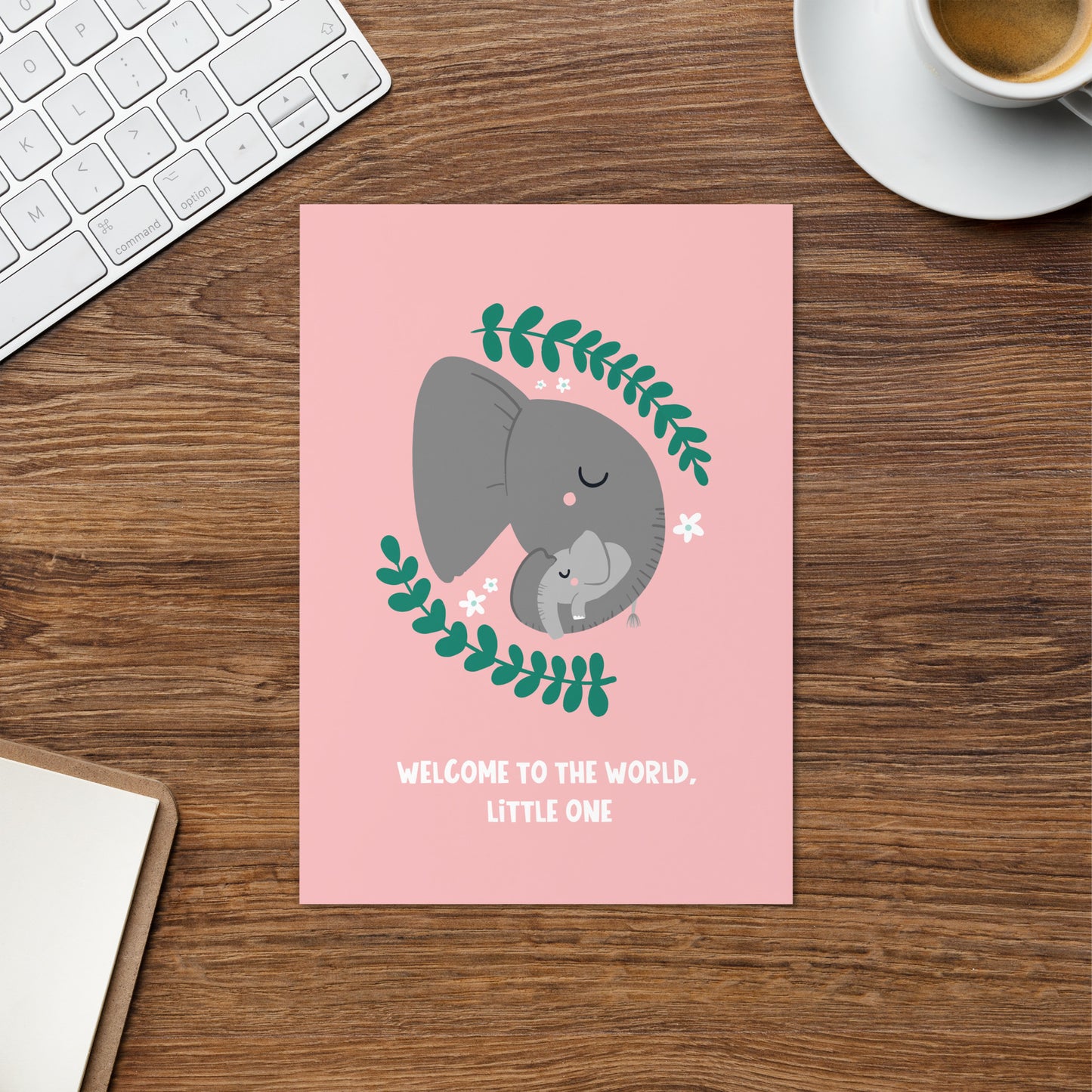 Cute New Baby Card For New Parents - Elephants - Welcome Little One