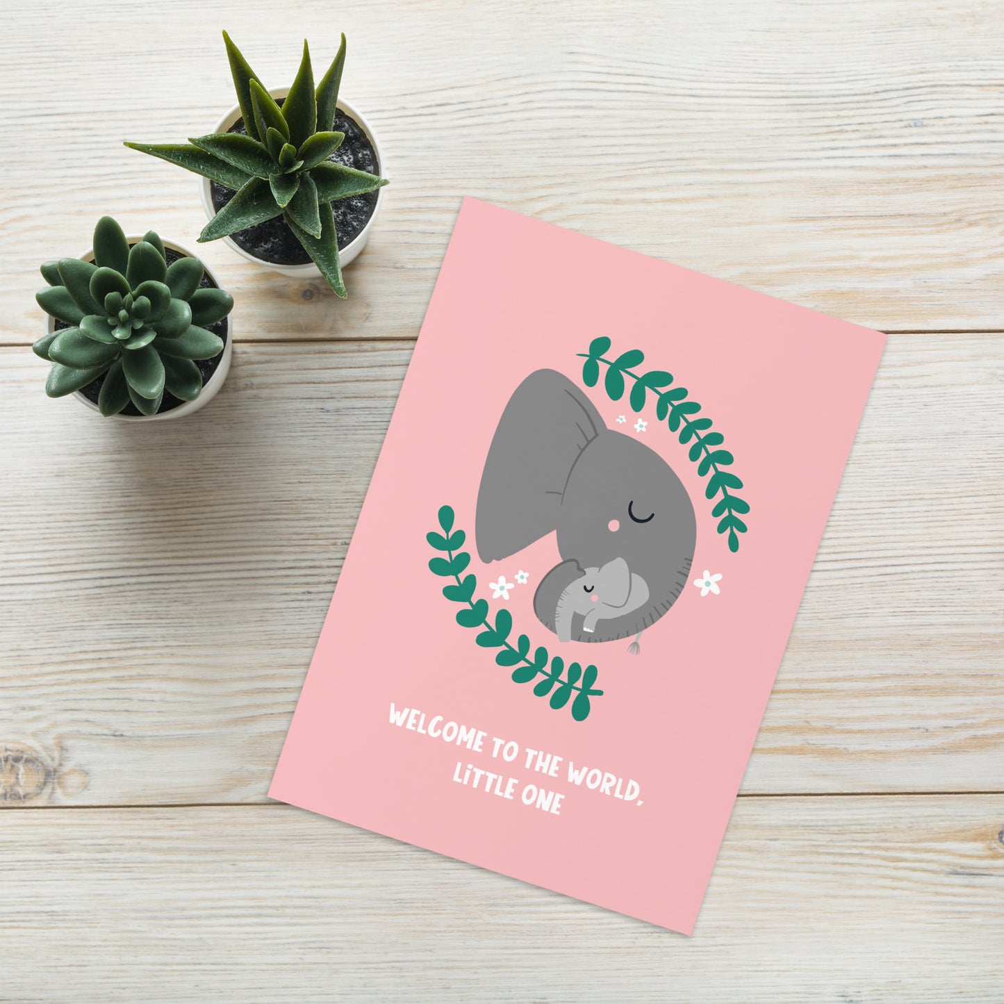Cute New Baby Card For New Parents - Elephants - Welcome Little One