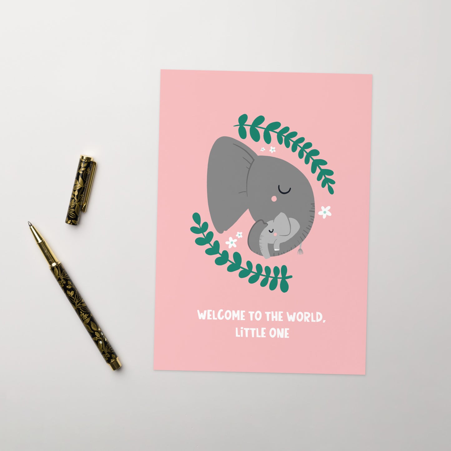 Cute New Baby Card For New Parents - Elephants - Welcome Little One