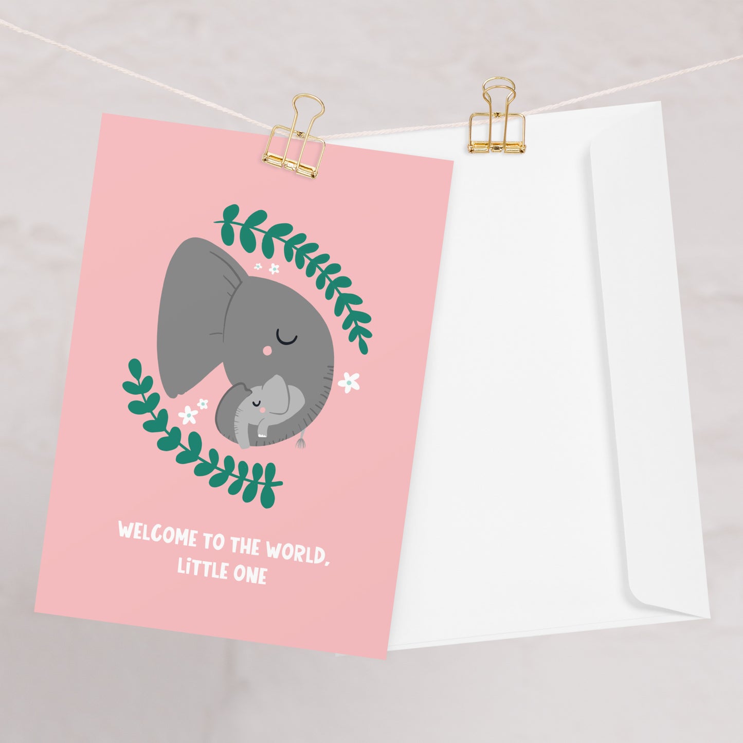 Cute New Baby Card For New Parents - Elephants - Welcome Little One