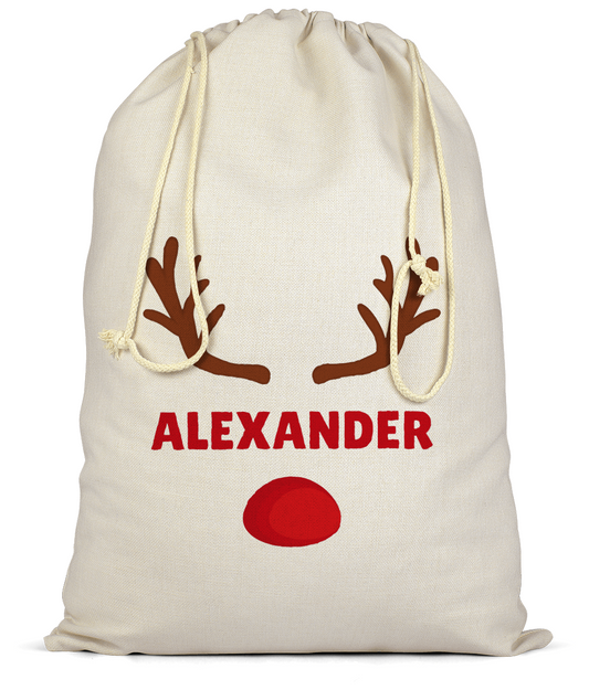 Reindeer Nose Personalised Santa Sack