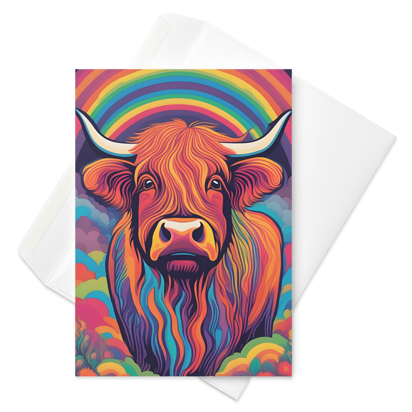 Abstract Scottish Highland Cow Greetings Card - perfect for any occasion