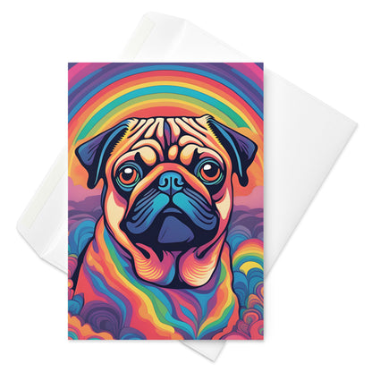 Abstract Pug Dog Greetings Card