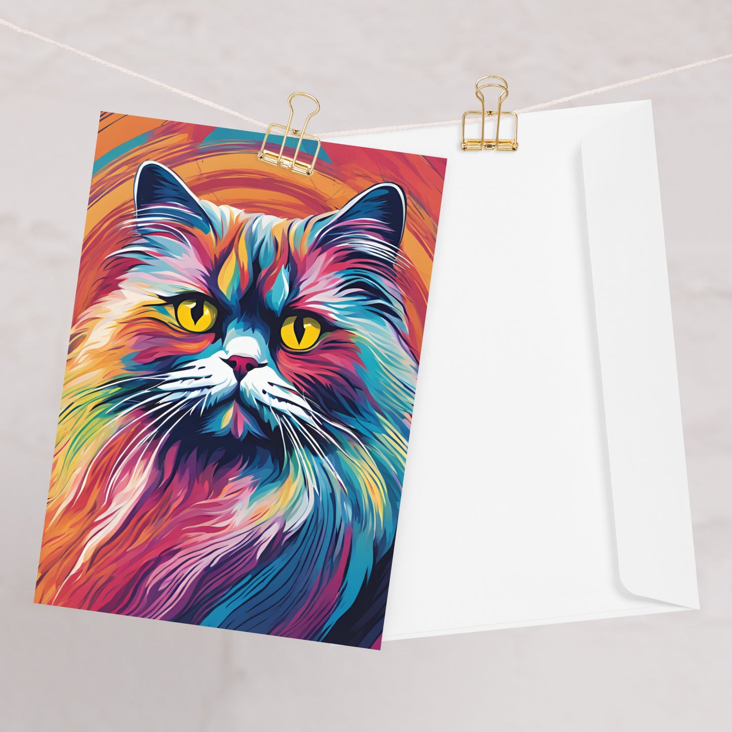 Abstract Persian Cat Card