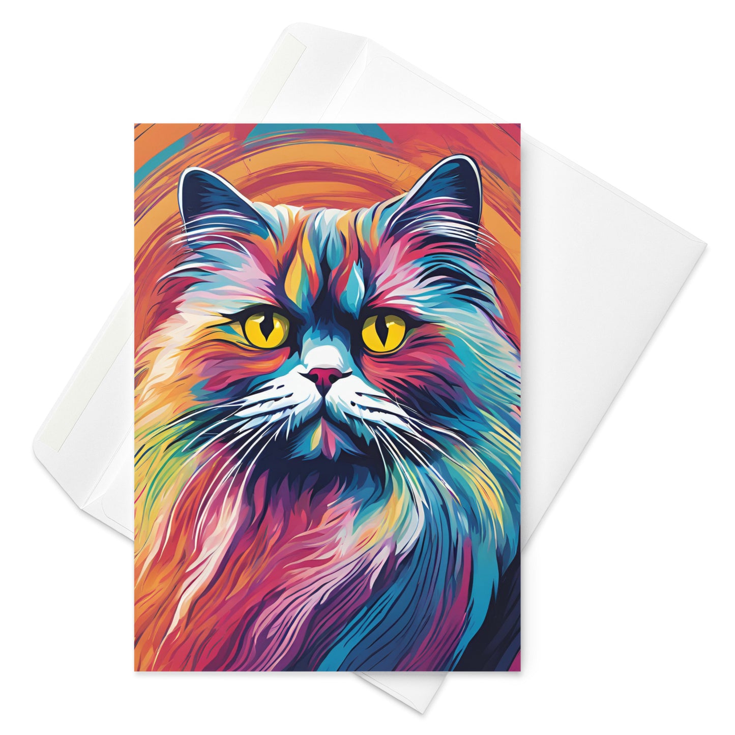 Abstract Persian Cat Card