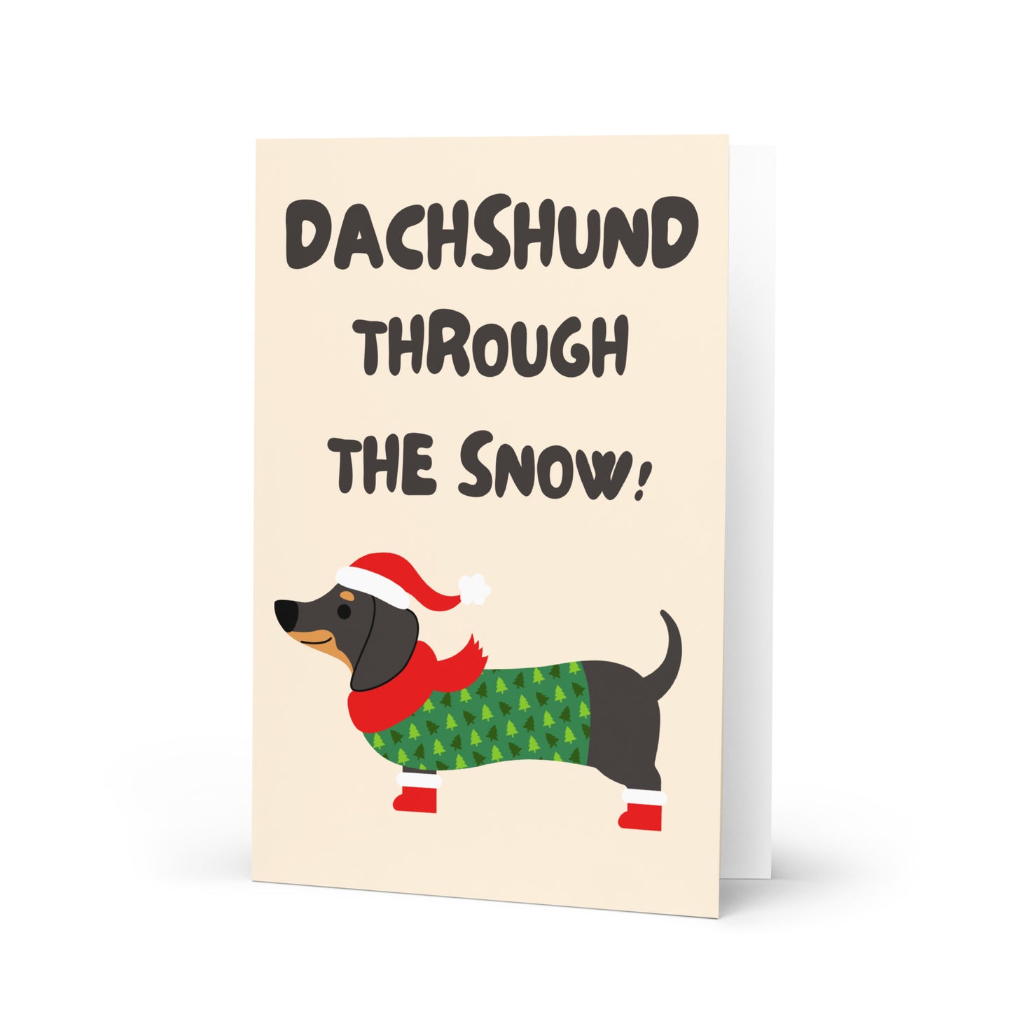 Dachshund Through The Snow - Christmas Card