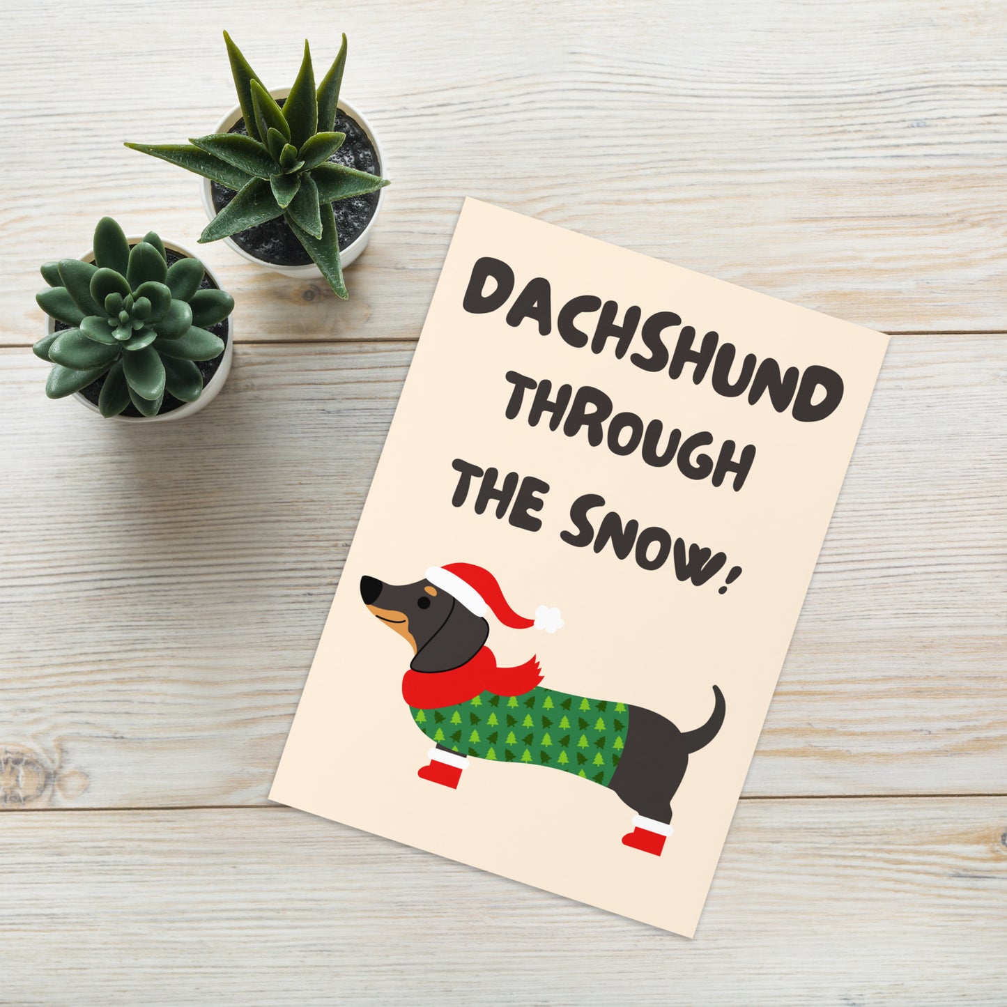 Dachshund Through The Snow - Christmas Card