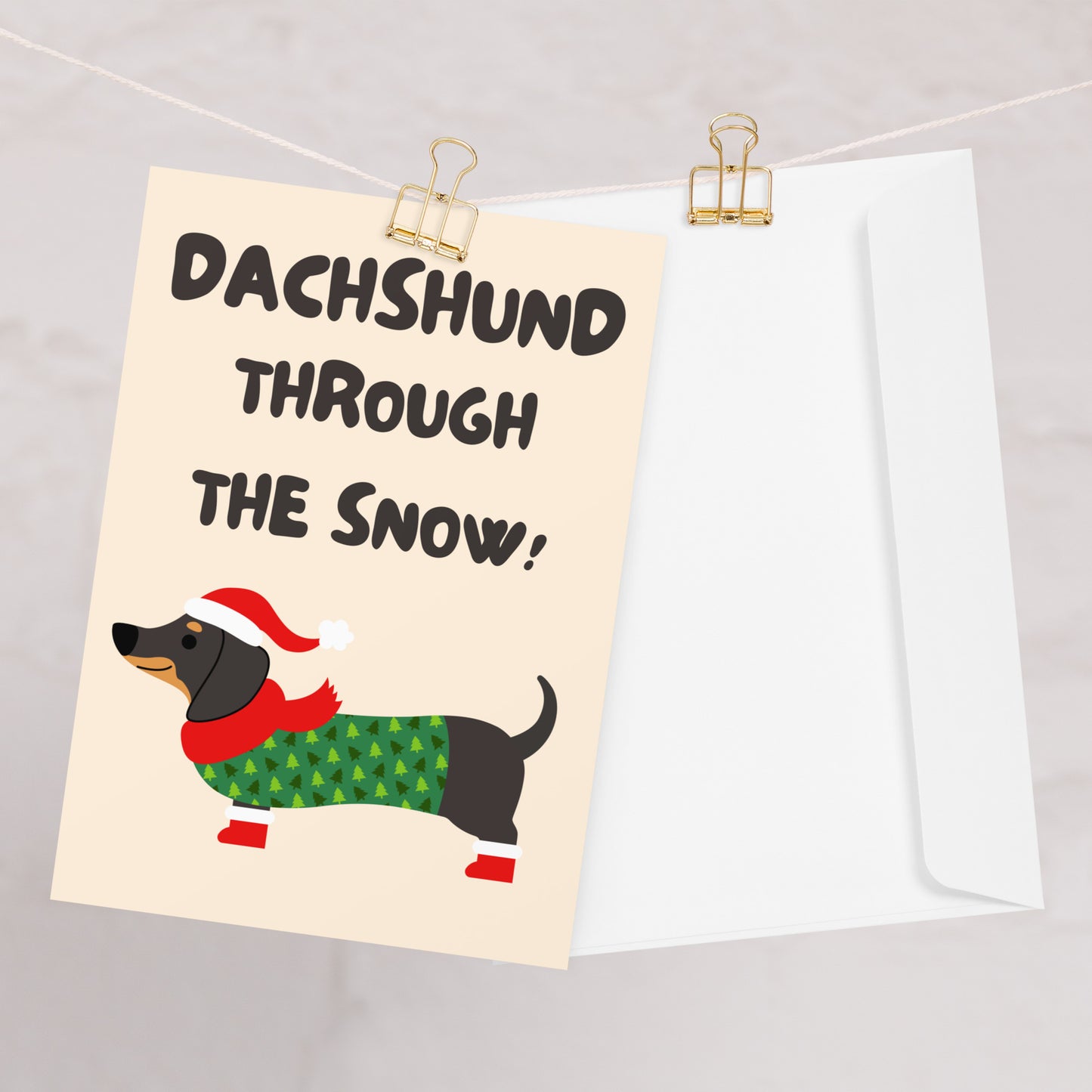 Dachshund Through The Snow - Christmas Card