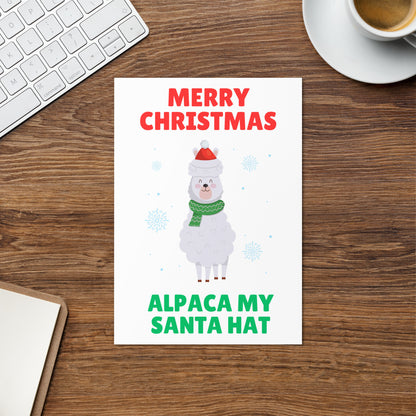 Alpaca My Santa Hat Funny Animal Christmas Card