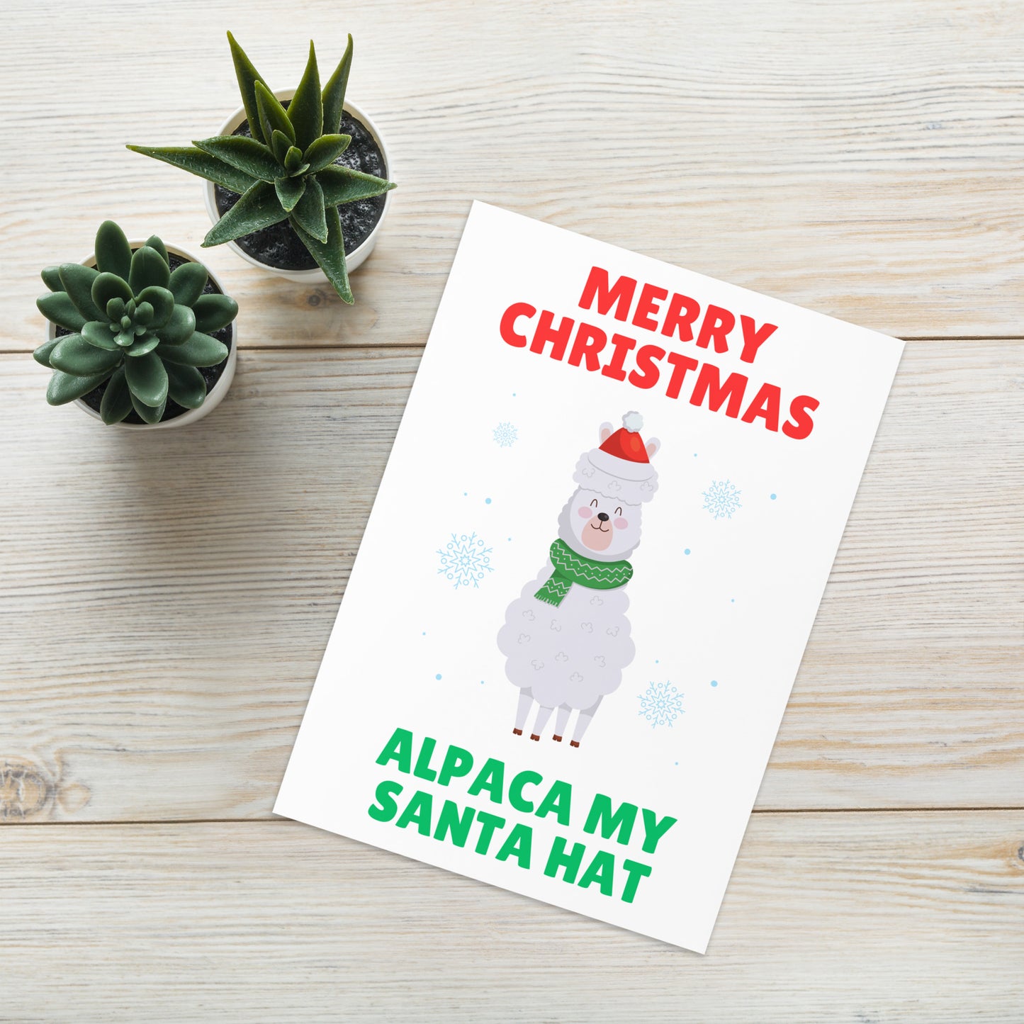 Alpaca My Santa Hat Funny Animal Christmas Card