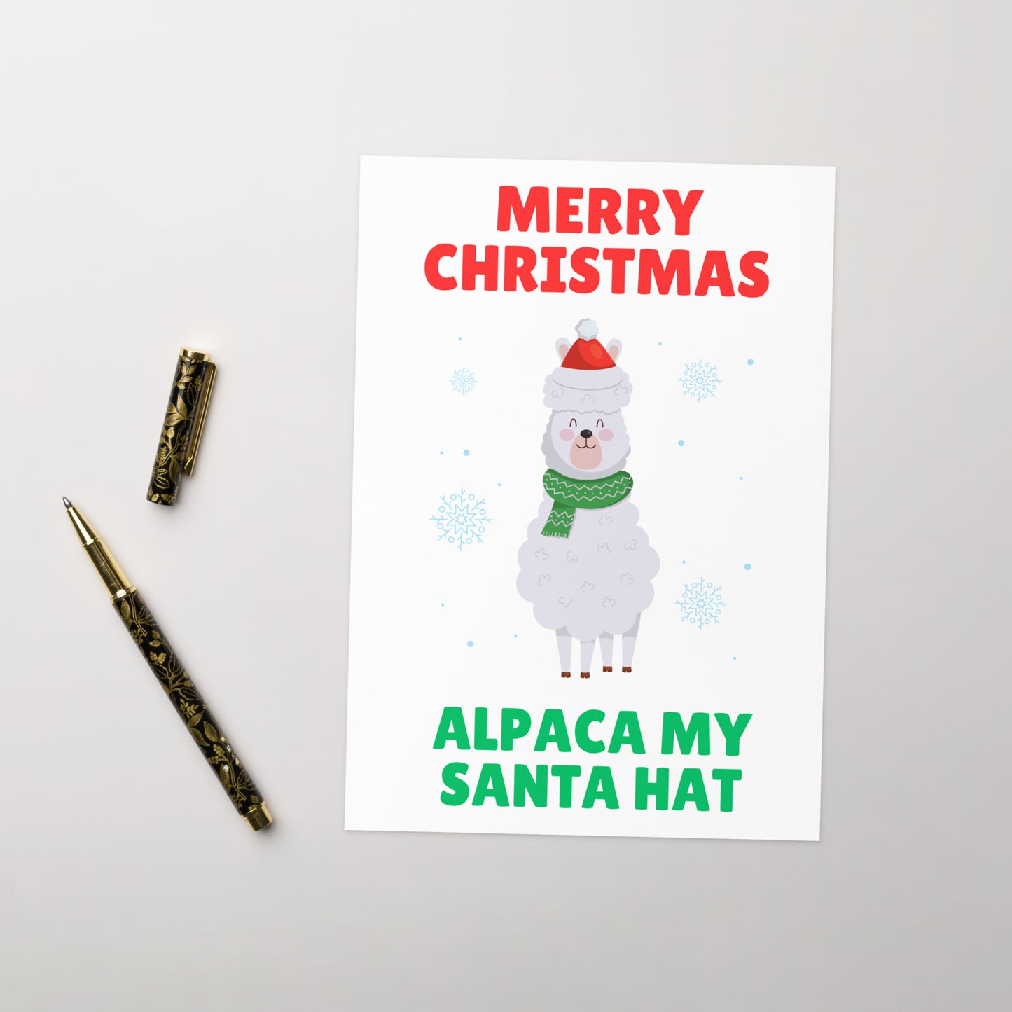 Alpaca My Santa Hat Funny Animal Christmas Card