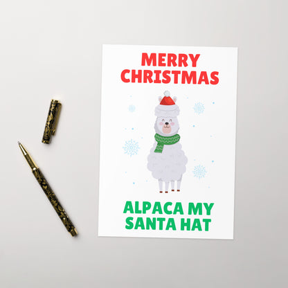 Alpaca My Santa Hat Funny Animal Christmas Card