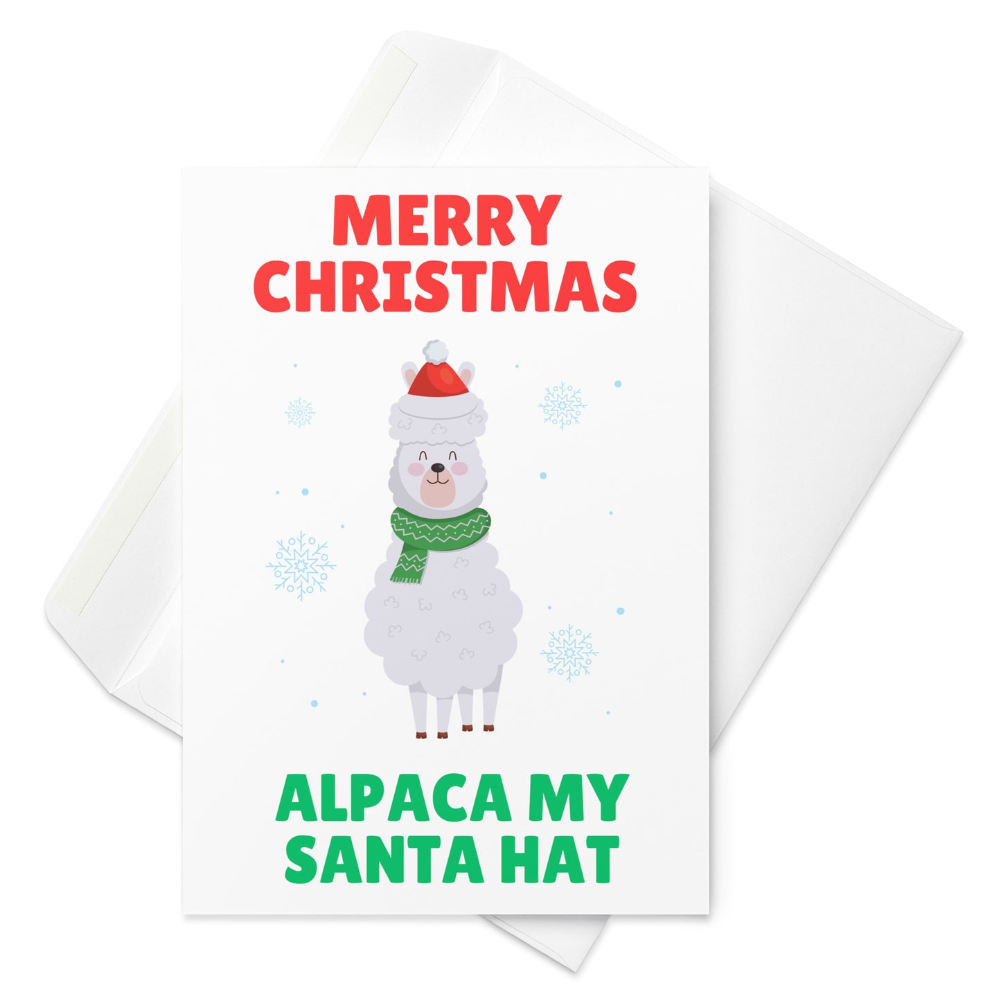 Alpaca My Santa Hat Funny Animal Christmas Card