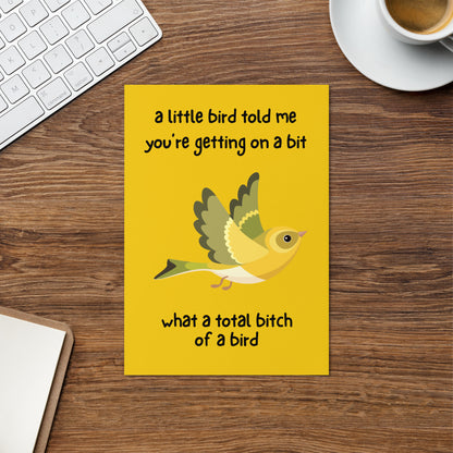 A Little Bird Told Me You're Getting Old Card - Funny Birthday Card - Silly Birthday Card