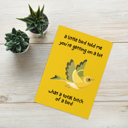 A Little Bird Told Me You're Getting Old Card - Funny Birthday Card - Silly Birthday Card