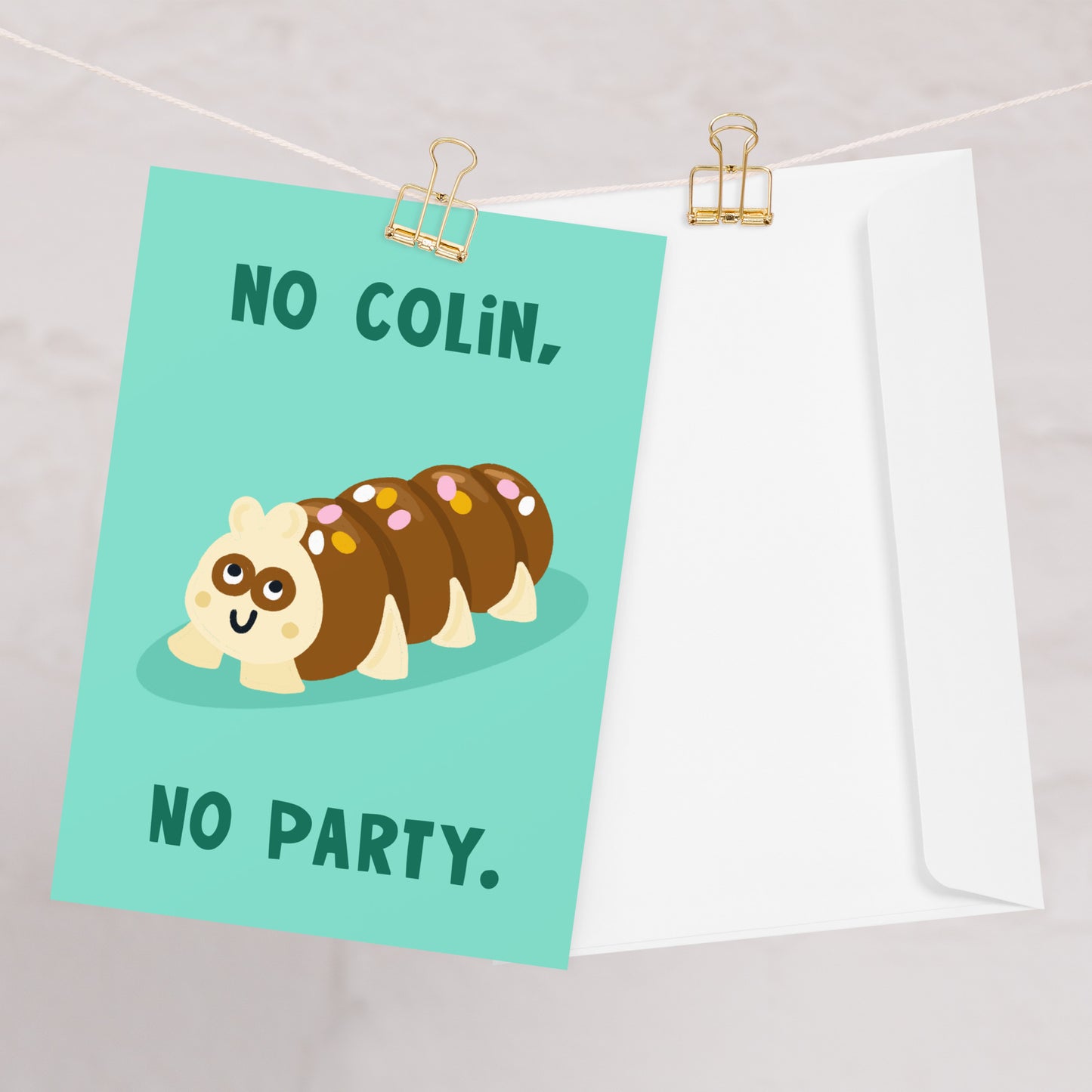 Funny Birthday Card - Party Food - Nostalgia - Colin Caterpillar Cake