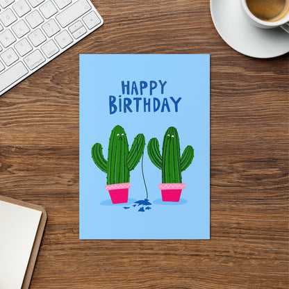 Funny Cactus Popped Balloon Birthday Card