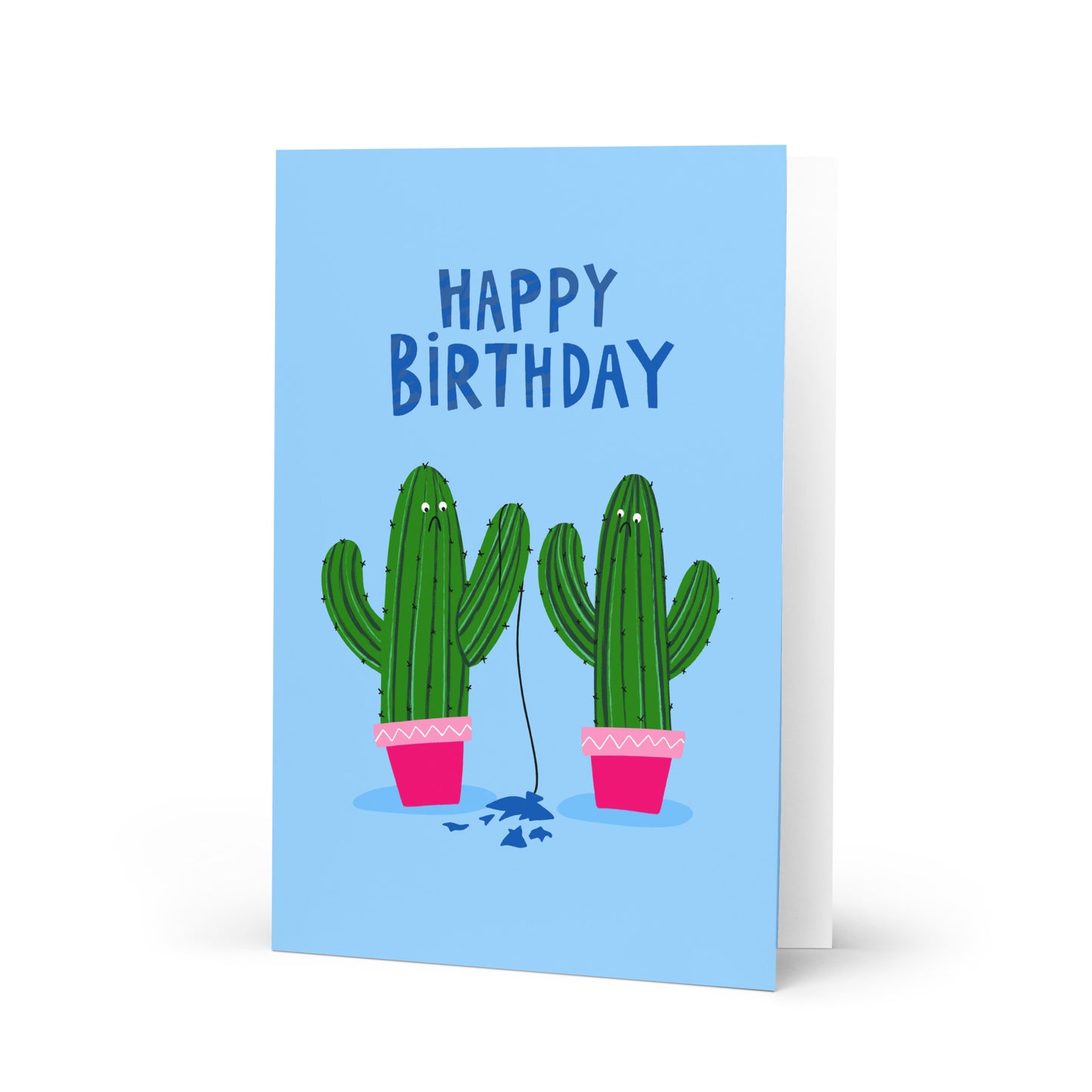 Funny Cactus Popped Balloon Birthday Card