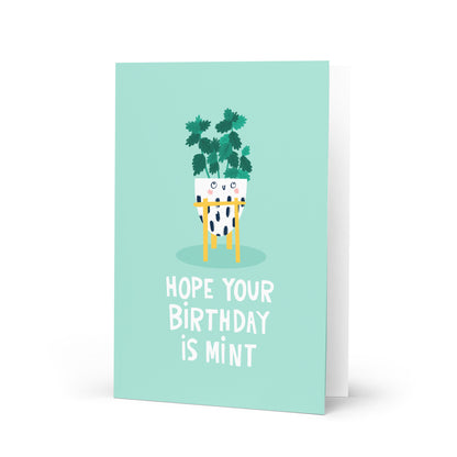 Cute Plant Birthday Card - Hope Your Birthday Is Mint