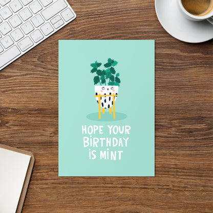 Cute Plant Birthday Card - Hope Your Birthday Is Mint