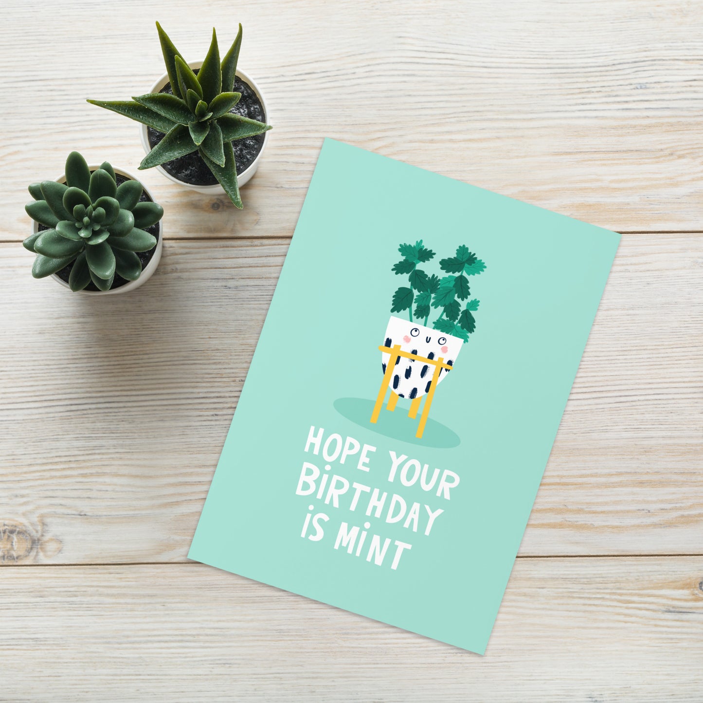 Cute Plant Birthday Card - Hope Your Birthday Is Mint