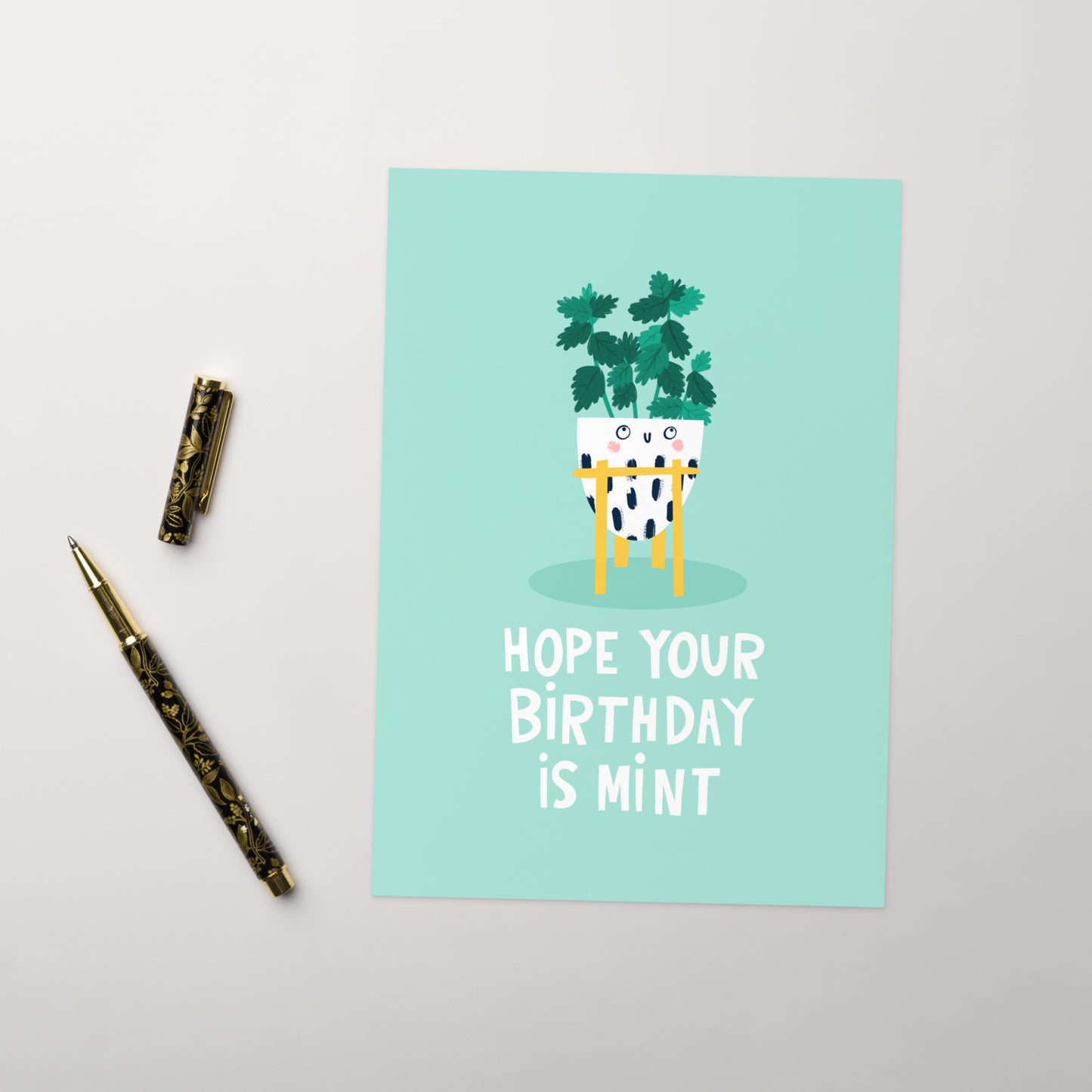 Cute Plant Birthday Card - Hope Your Birthday Is Mint