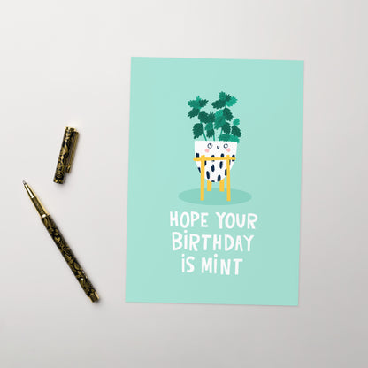 Cute Plant Birthday Card - Hope Your Birthday Is Mint