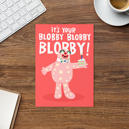 Mr Blobby Noel's House Party Funny Birthday Card