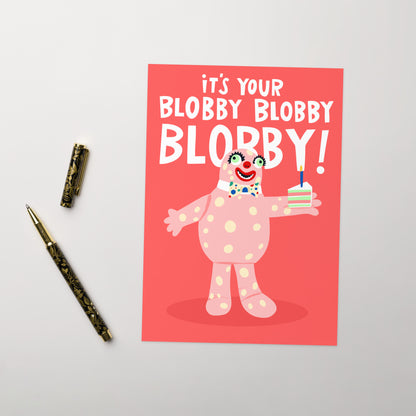 Mr Blobby Noel's House Party Funny Birthday Card