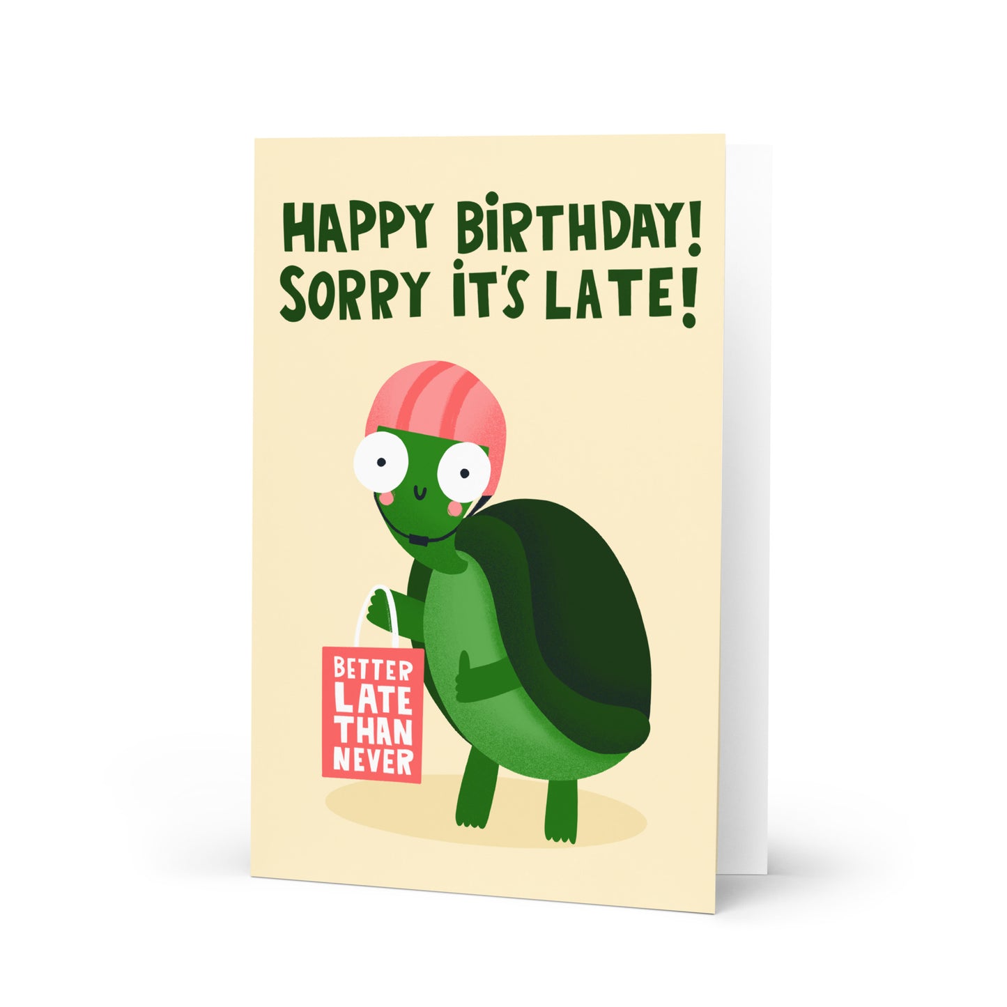 Funny Cute Belated Tortoise Late Birthday Card