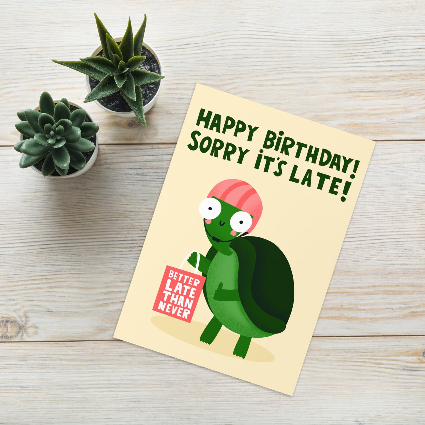 Funny Cute Belated Tortoise Late Birthday Card