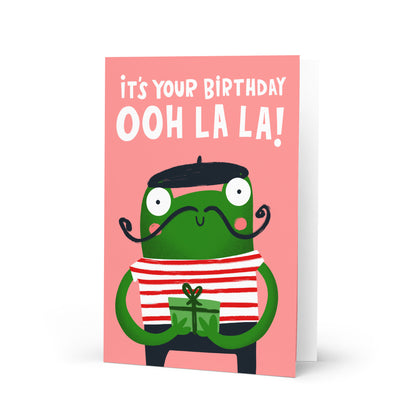 Funny ‘Ooh La La’ French Frog Birthday Card