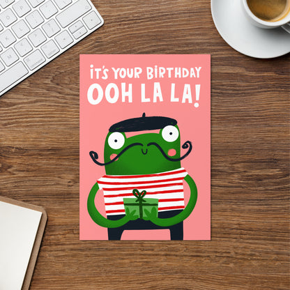 Funny ‘Ooh La La’ French Frog Birthday Card