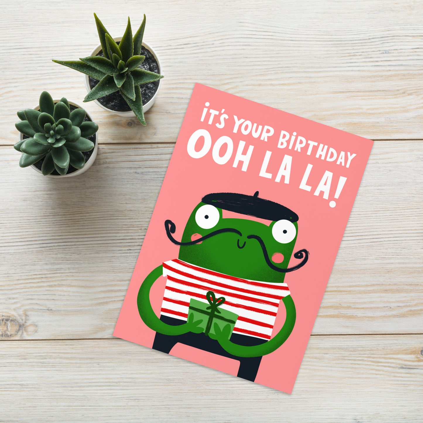 Funny ‘Ooh La La’ French Frog Birthday Card