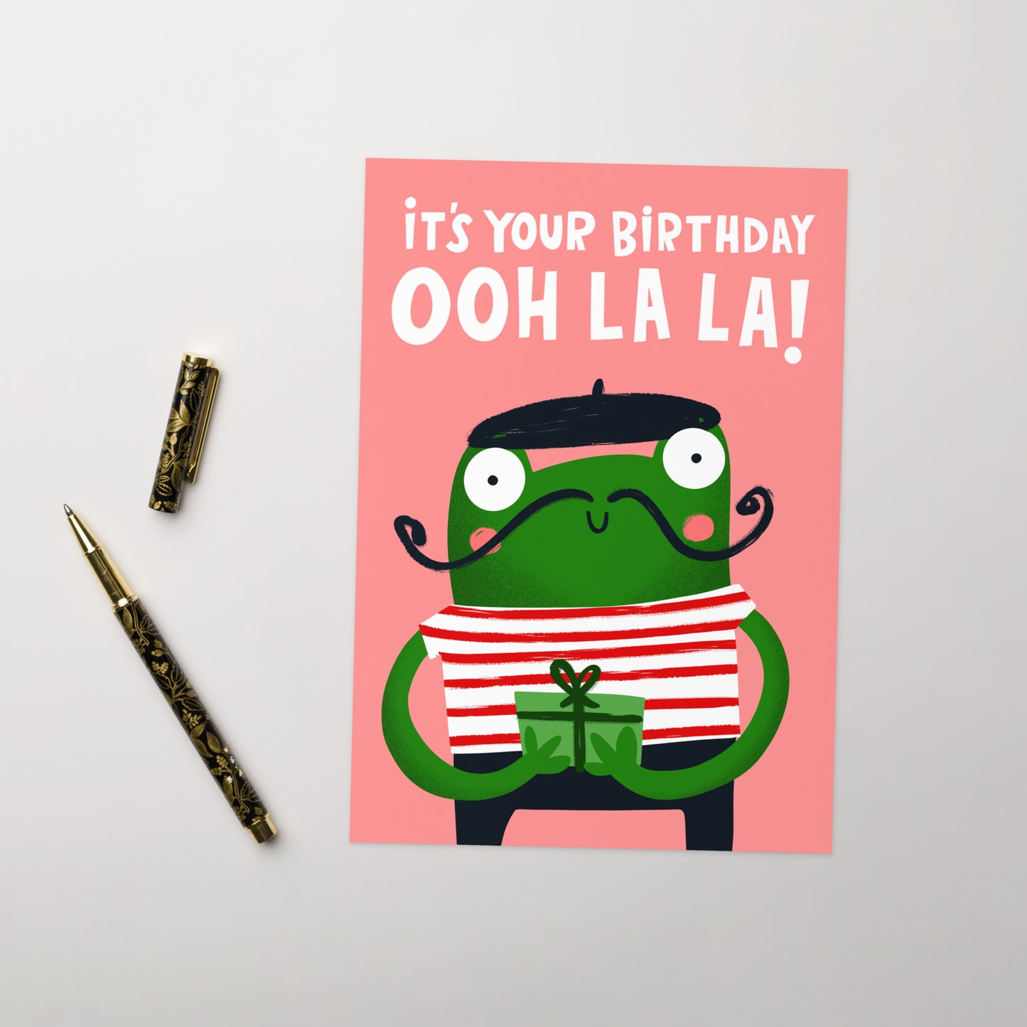 Funny ‘Ooh La La’ French Frog Birthday Card