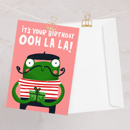 Funny ‘Ooh La La’ French Frog Birthday Card