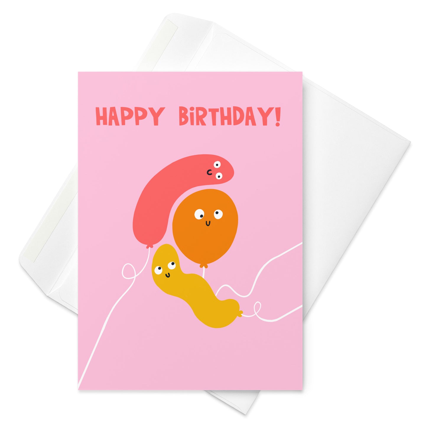 Cute Illustrated Birthday Card For Everyone - Party Balloons