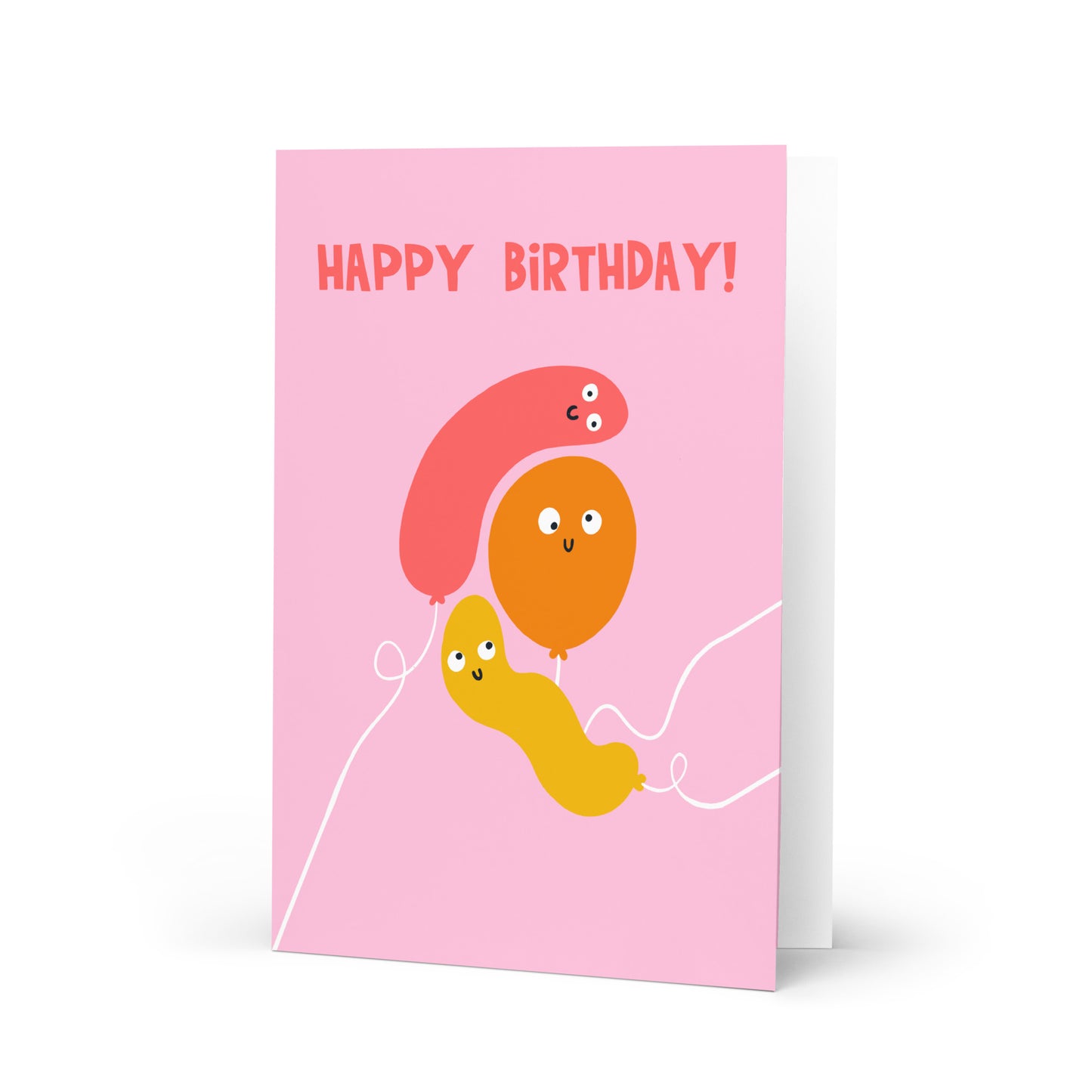 Cute Illustrated Birthday Card For Everyone - Party Balloons