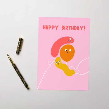 Cute Illustrated Birthday Card For Everyone - Party Balloons