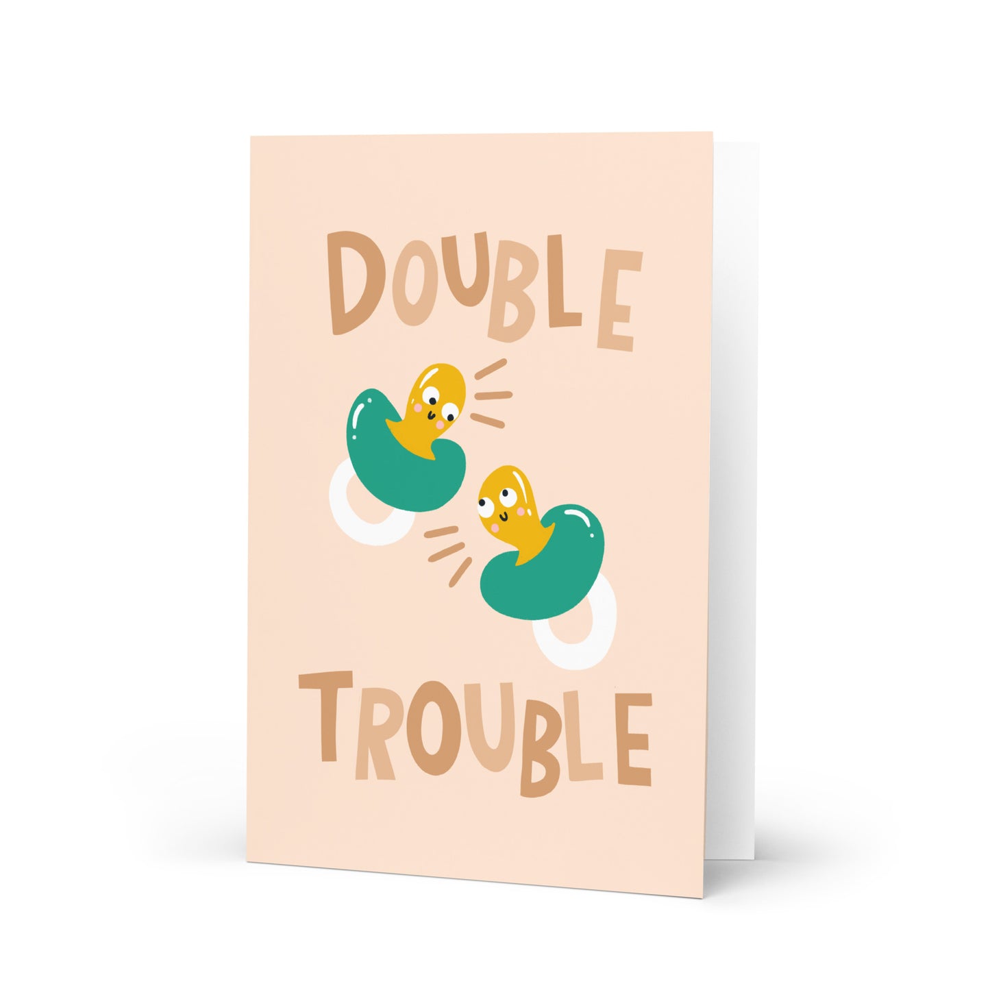 Cute New Baby Card - Twins - Double Trouble