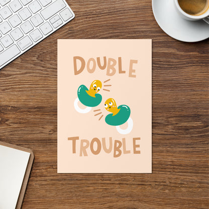 Cute New Baby Card - Twins - Double Trouble