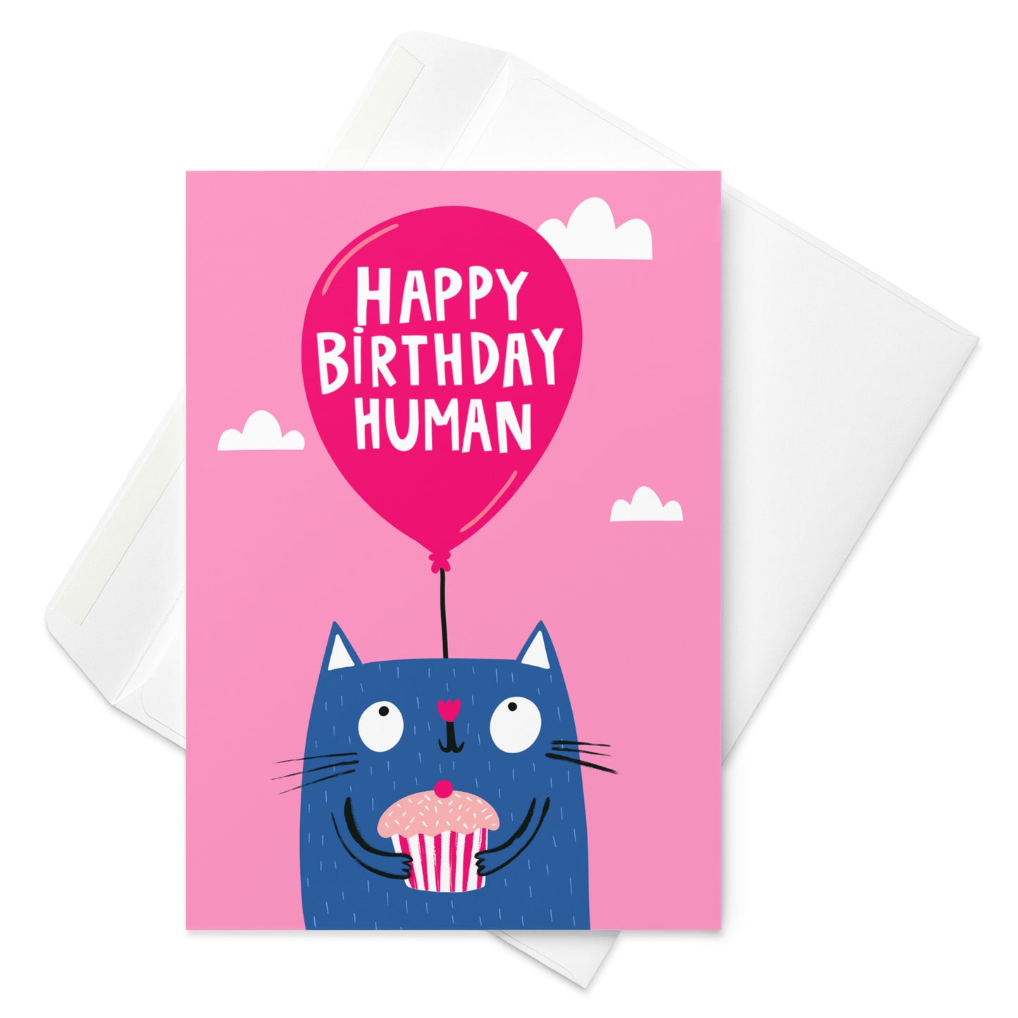 Cute Birthday Card For Cat lover - Cake - Happy Birthday Human