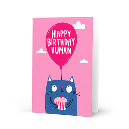 Cute Birthday Card For Cat lover - Cake - Happy Birthday Human