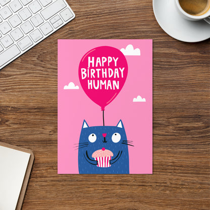 Cute Birthday Card For Cat lover - Cake - Happy Birthday Human