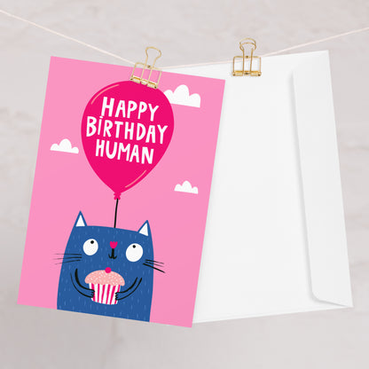 Cute Birthday Card For Cat lover - Cake - Happy Birthday Human