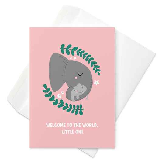 Cute New Baby Card For New Parents - Elephants - Welcome Little One