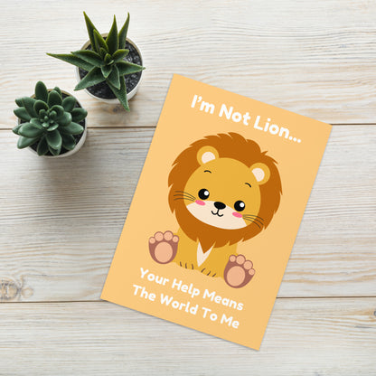 I'm Not Lion Thank You Card - Lion Card