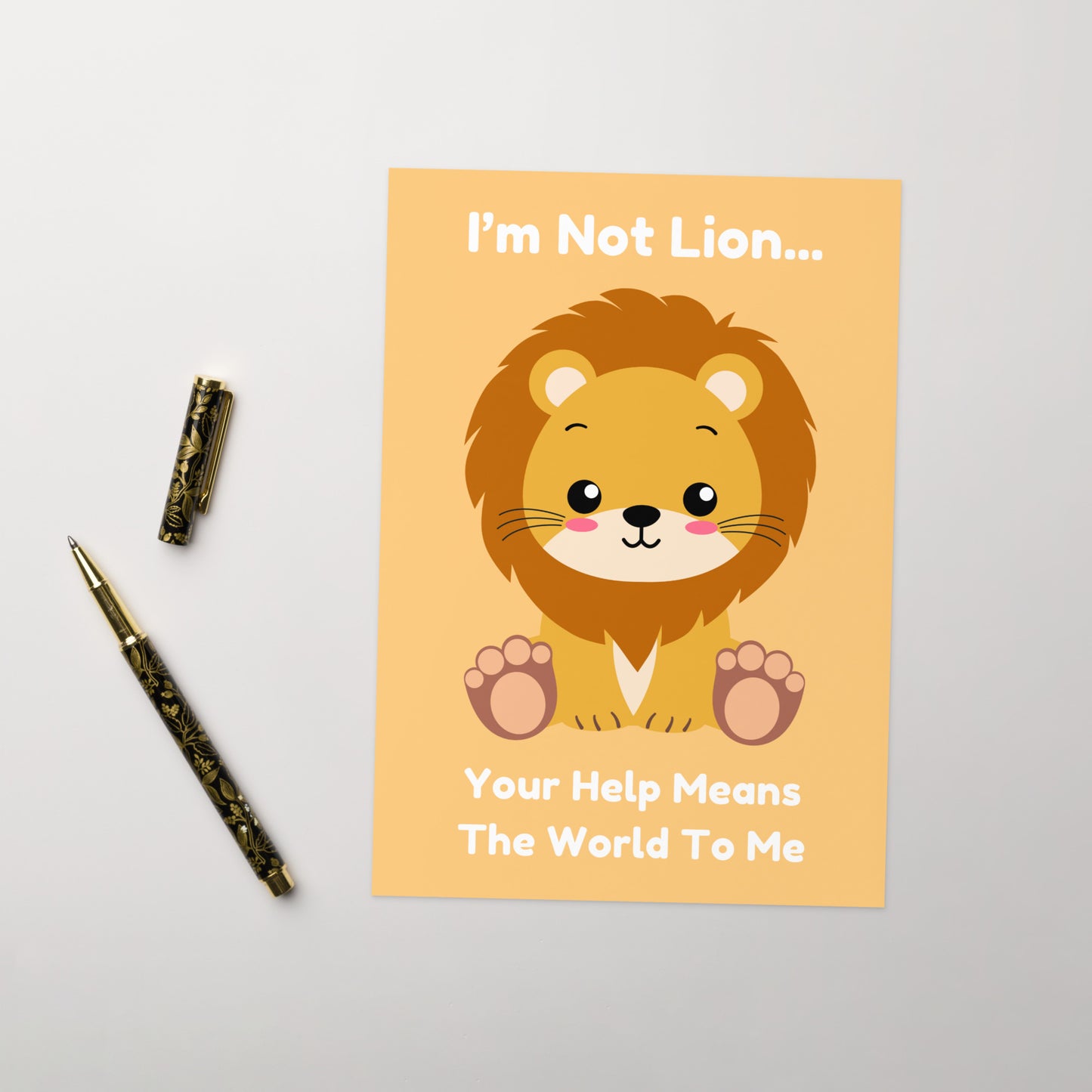 I'm Not Lion Thank You Card - Lion Card