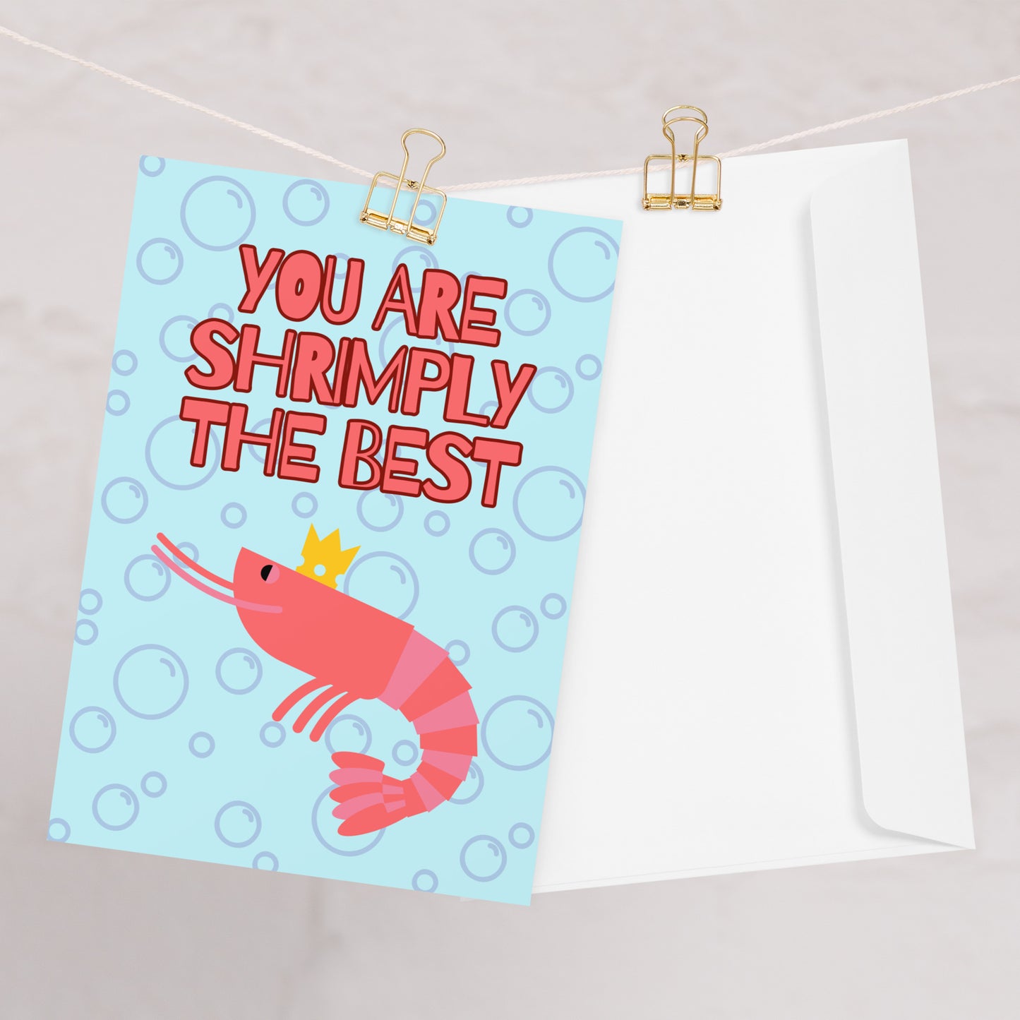 Shrimply The Best - Thank You Card - Happy Birthday Card - Prawn Pun - Shrimp Pun